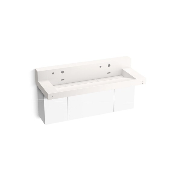 Kohler Constellation 60In Wall-Mount Trough Lavatory System With Backsplash In Designer White 81027-BPW-KCD - main